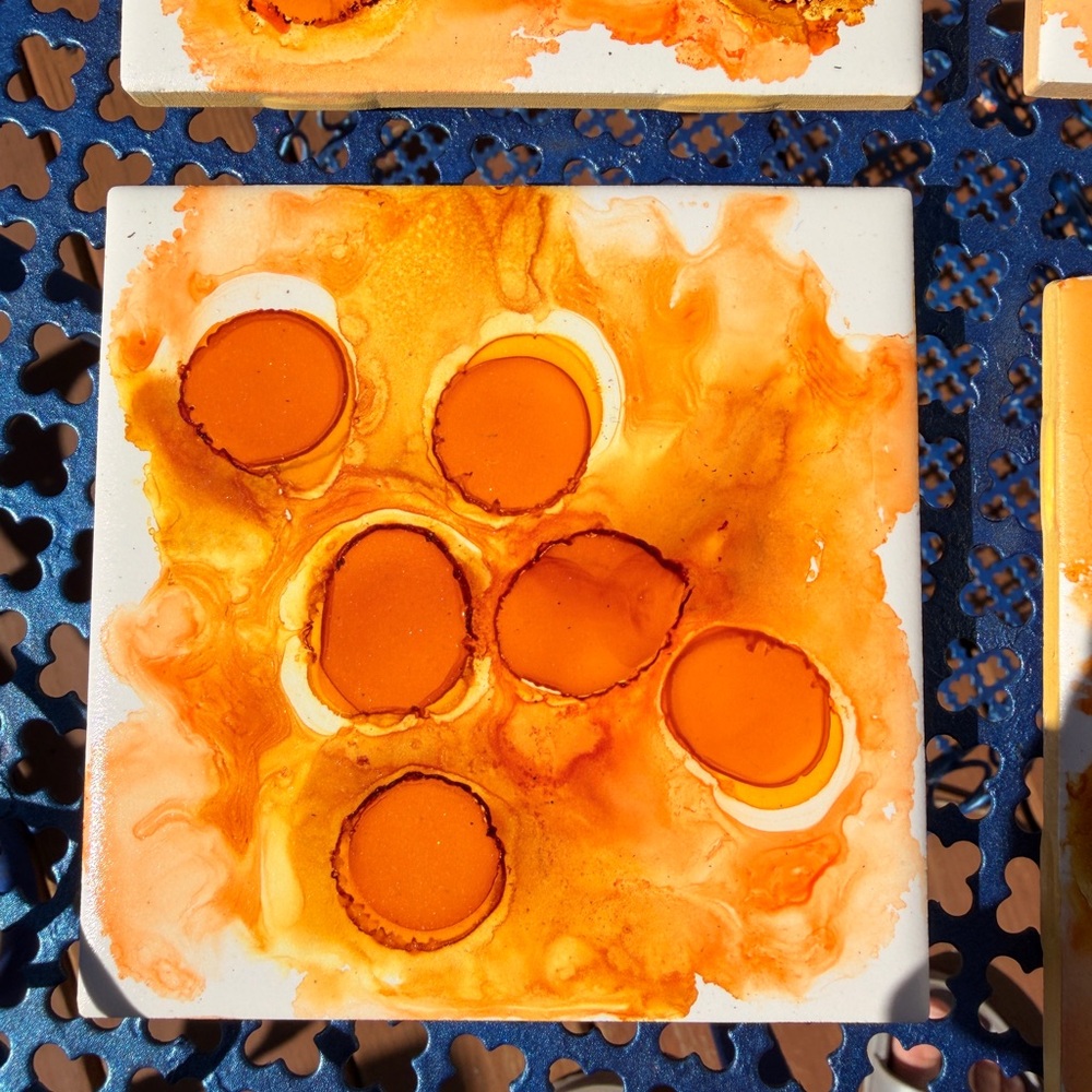 Orange Abstract Coasters Set - Picture 4 of 7